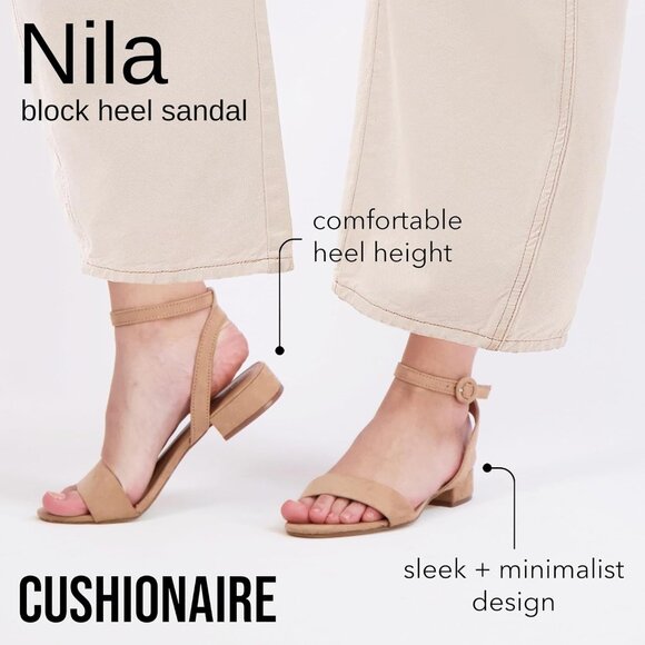 Women's Vegan Suede Low Block Heel Sandals Wide Widths Open Toe Buckle - Picture 9 of 9